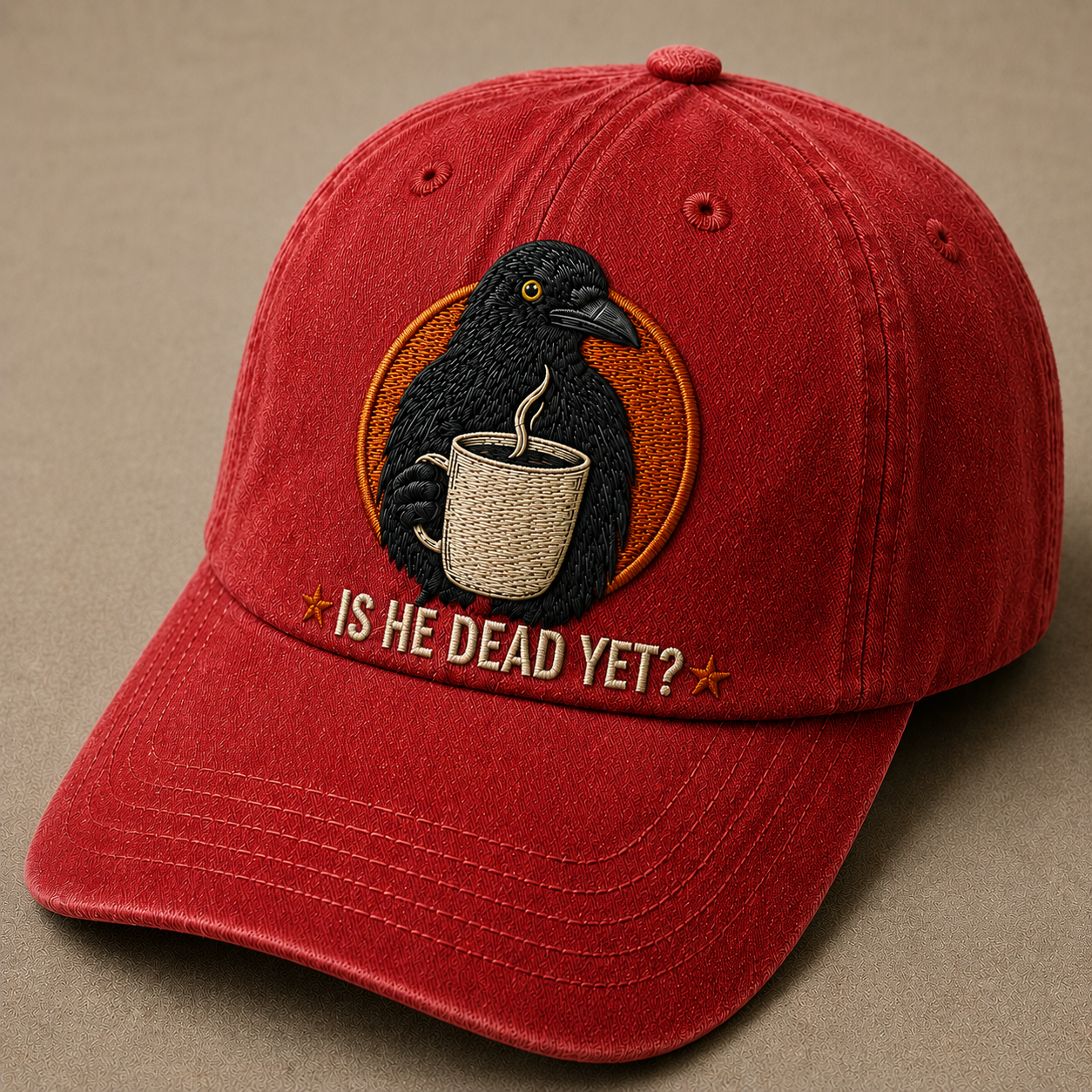 Raven Coffee Embroidered Vintage Baseball Cap