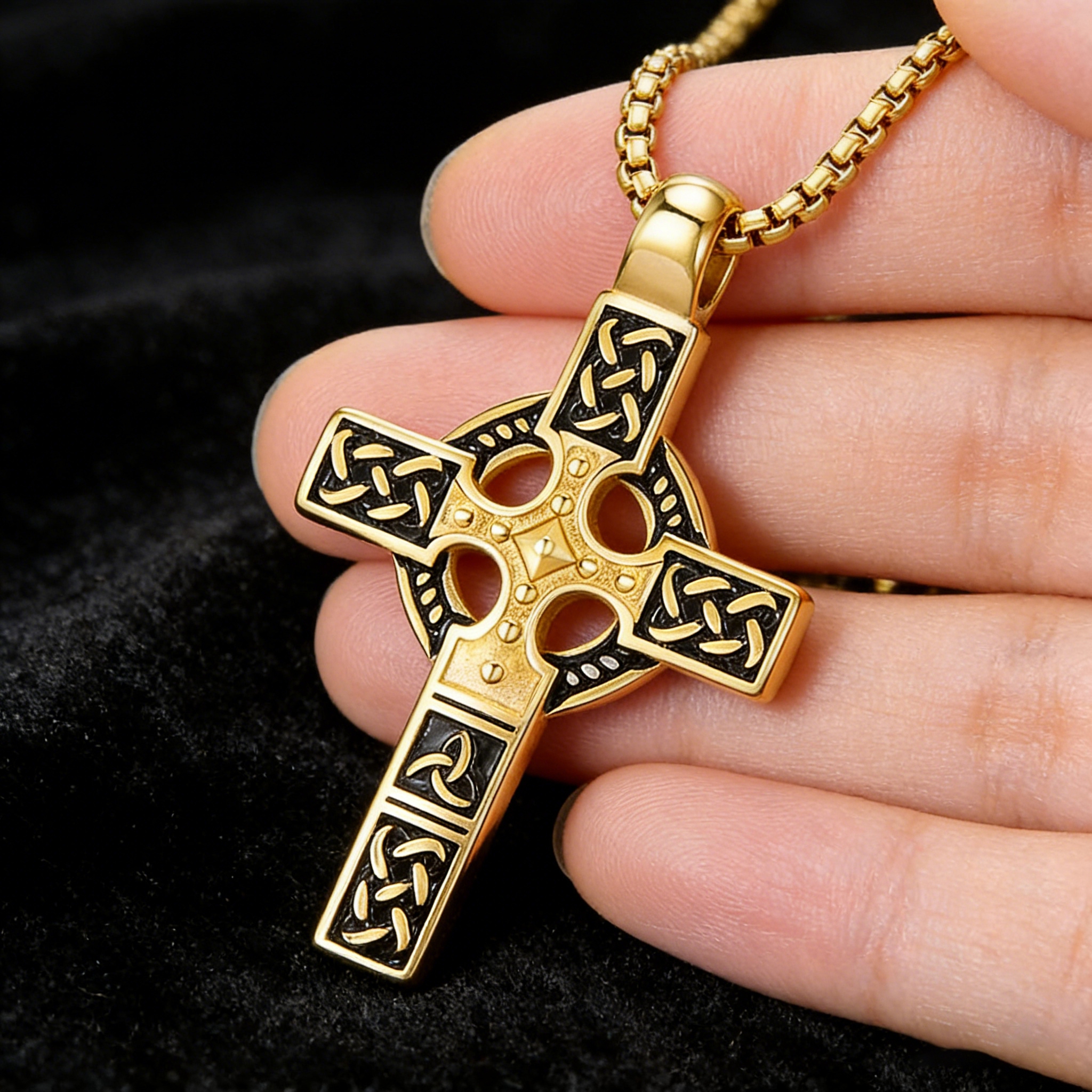 Celtic Knot Titanium Steel Cross Necklace
