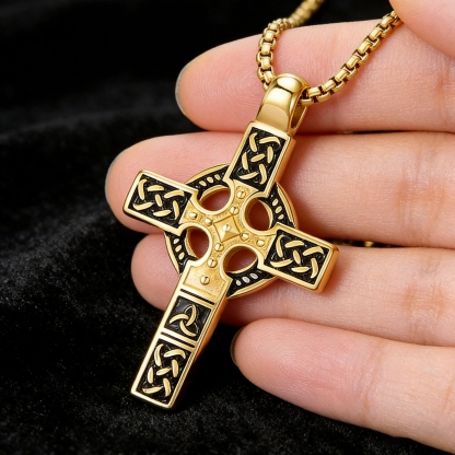 Celtic Knot Titanium Steel Cross Necklace