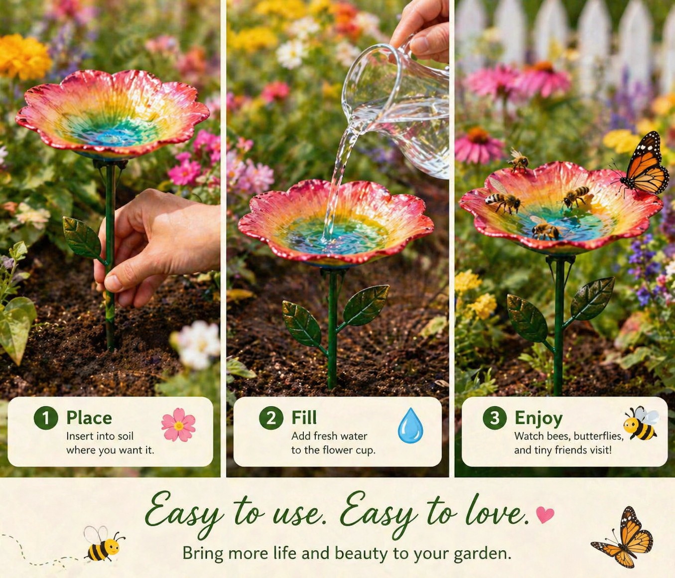 Turn Your Yard Into a Pollinator Paradise - Rainbow Bee Water Feeder
