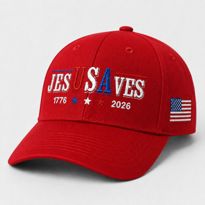 Patriotic Jesus Saves Baseball Cap