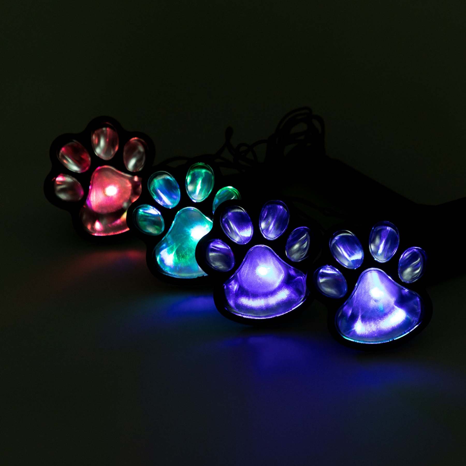 Paw Print Solar Ground Lights - Set of 4
