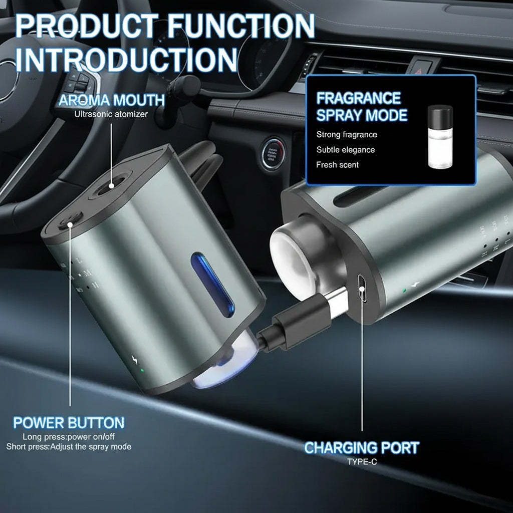 Auto-Aromatherapy Smart Car Air Freshener Diffuser with 3 Scent Options