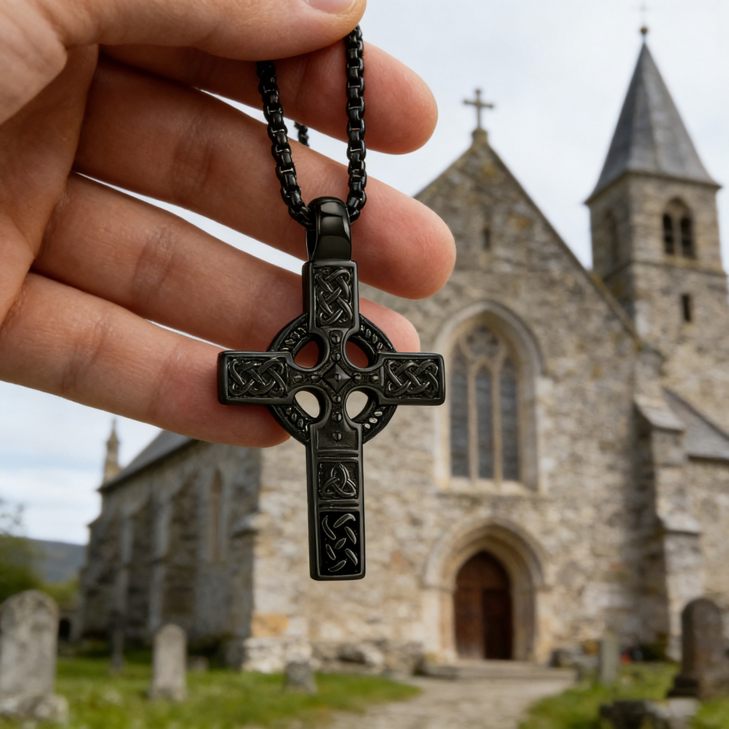 Celtic Knot Titanium Steel Cross Necklace