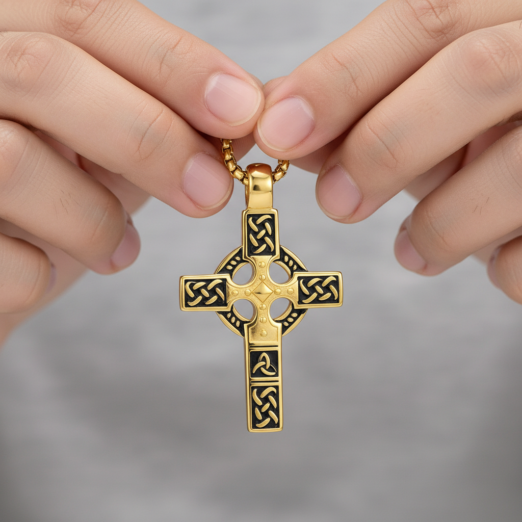 Celtic Knot Titanium Steel Cross Necklace