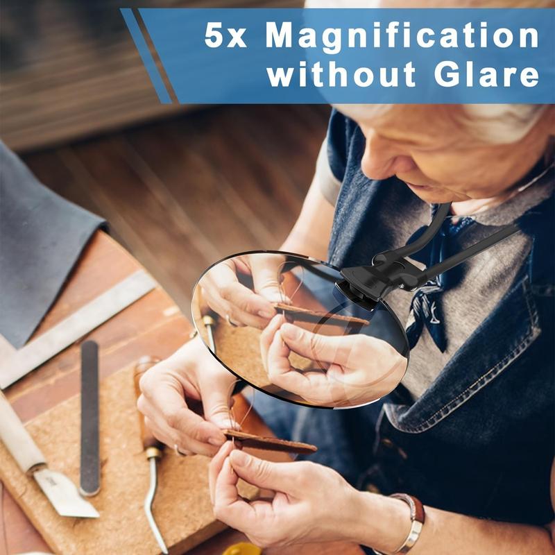 🔍5X Magnifying Glass with 5.12in Diameter Magnifying Lens - Neck-worn design frees your hands✨