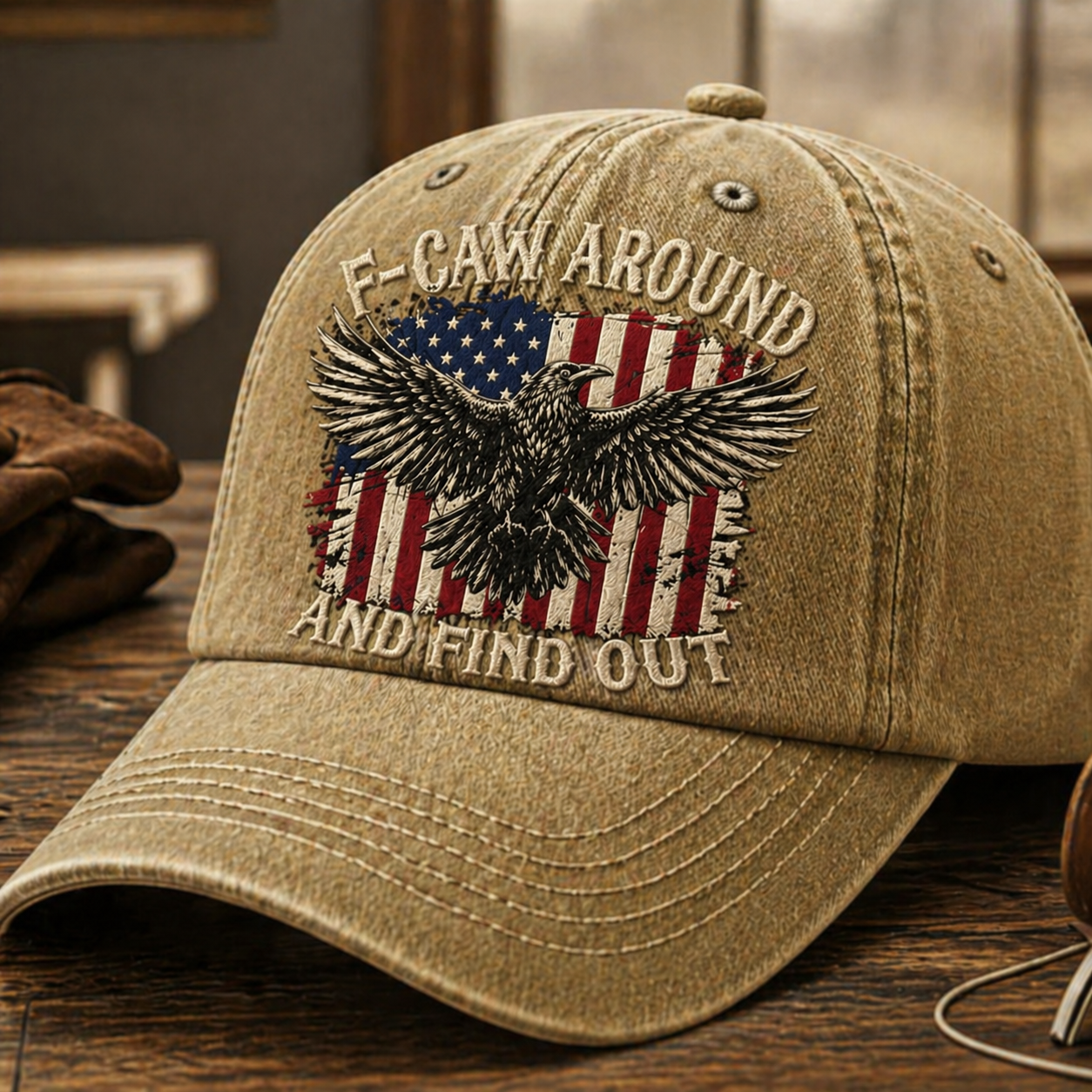 🧢 F-CAW Around & Find Out – Vintage Eagle Embroidered Cap