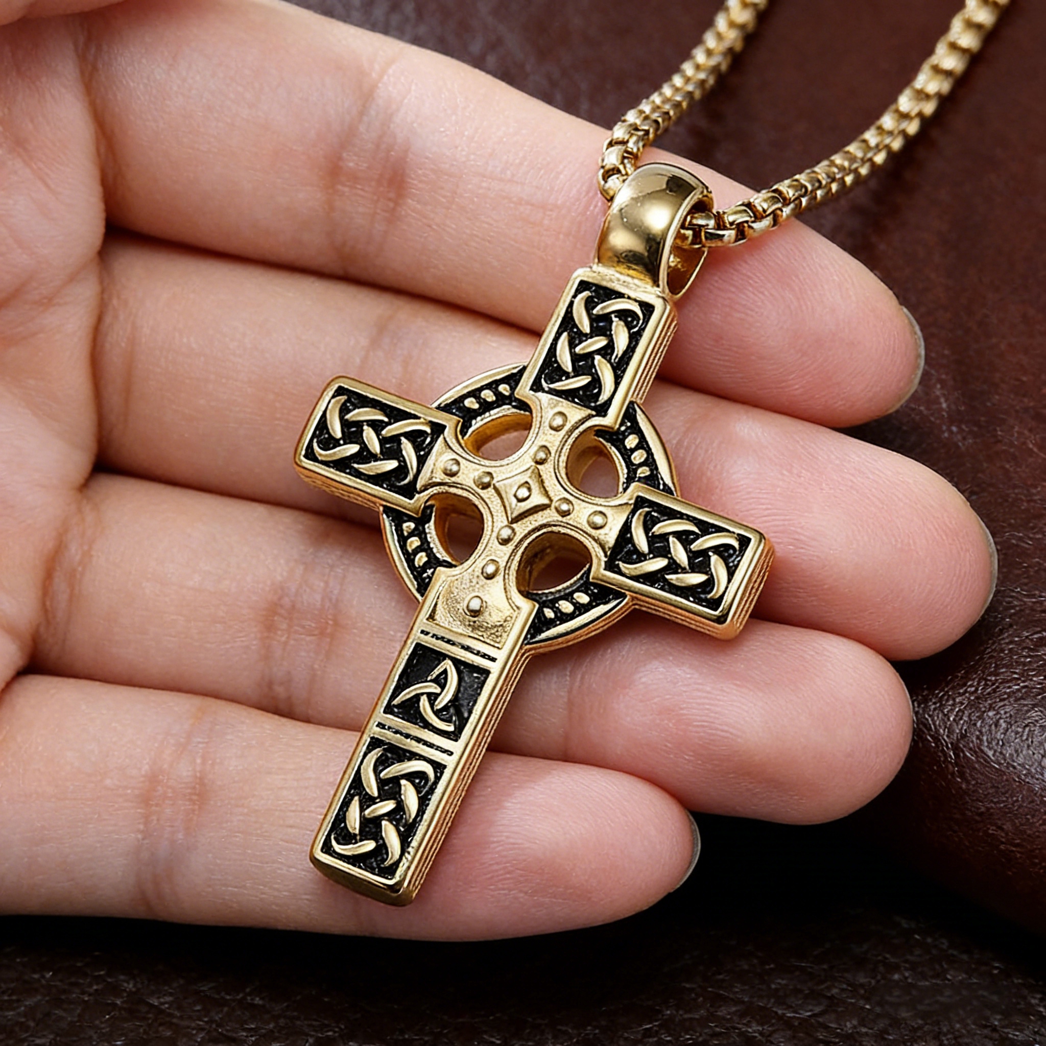 Celtic Knot Titanium Steel Cross Necklace