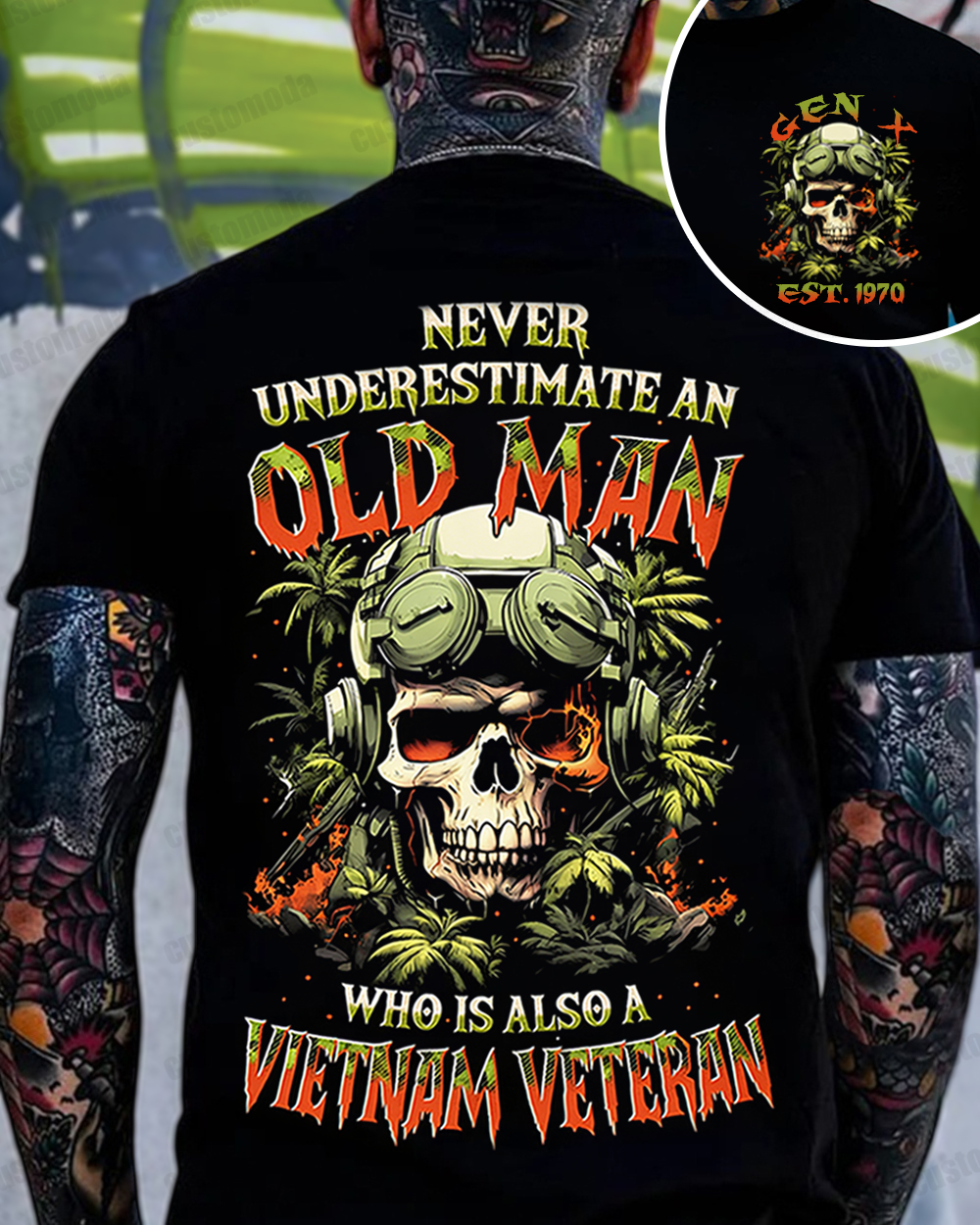 Never Underestimate An Old Man Who Is Also A Vietnam Veteran Custom Year T-shirt