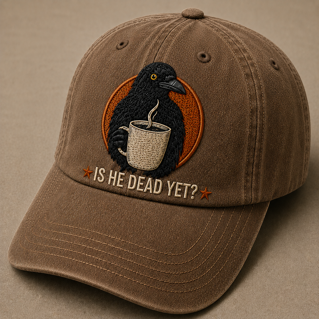 Raven Coffee Embroidered Vintage Baseball Cap