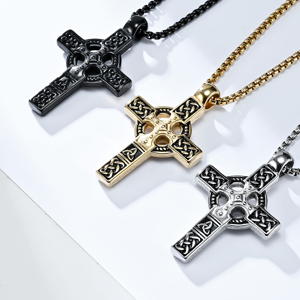 Celtic Knot Titanium Steel Cross Necklace