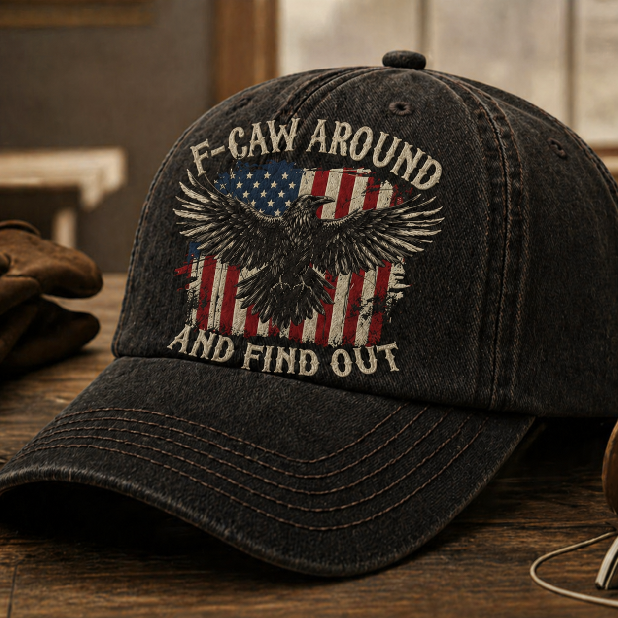 🧢 F-CAW Around & Find Out – Vintage Eagle Embroidered Cap
