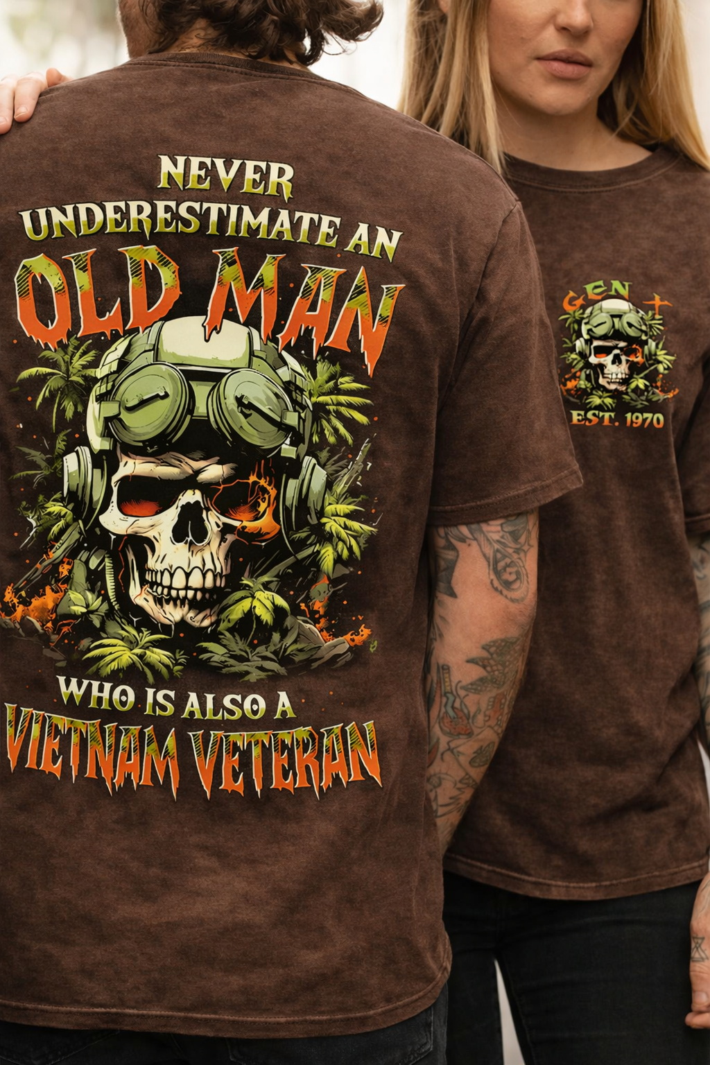 Never Underestimate An Old Man Who Is Also A Vietnam Veteran Custom Year T-shirt