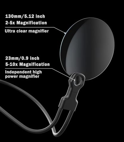 🔍5X Magnifying Glass with 5.12in Diameter Magnifying Lens - Neck-worn design frees your hands✨