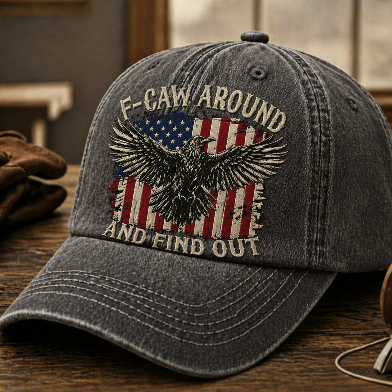 🧢 F-CAW Around & Find Out – Vintage Eagle Embroidered Cap