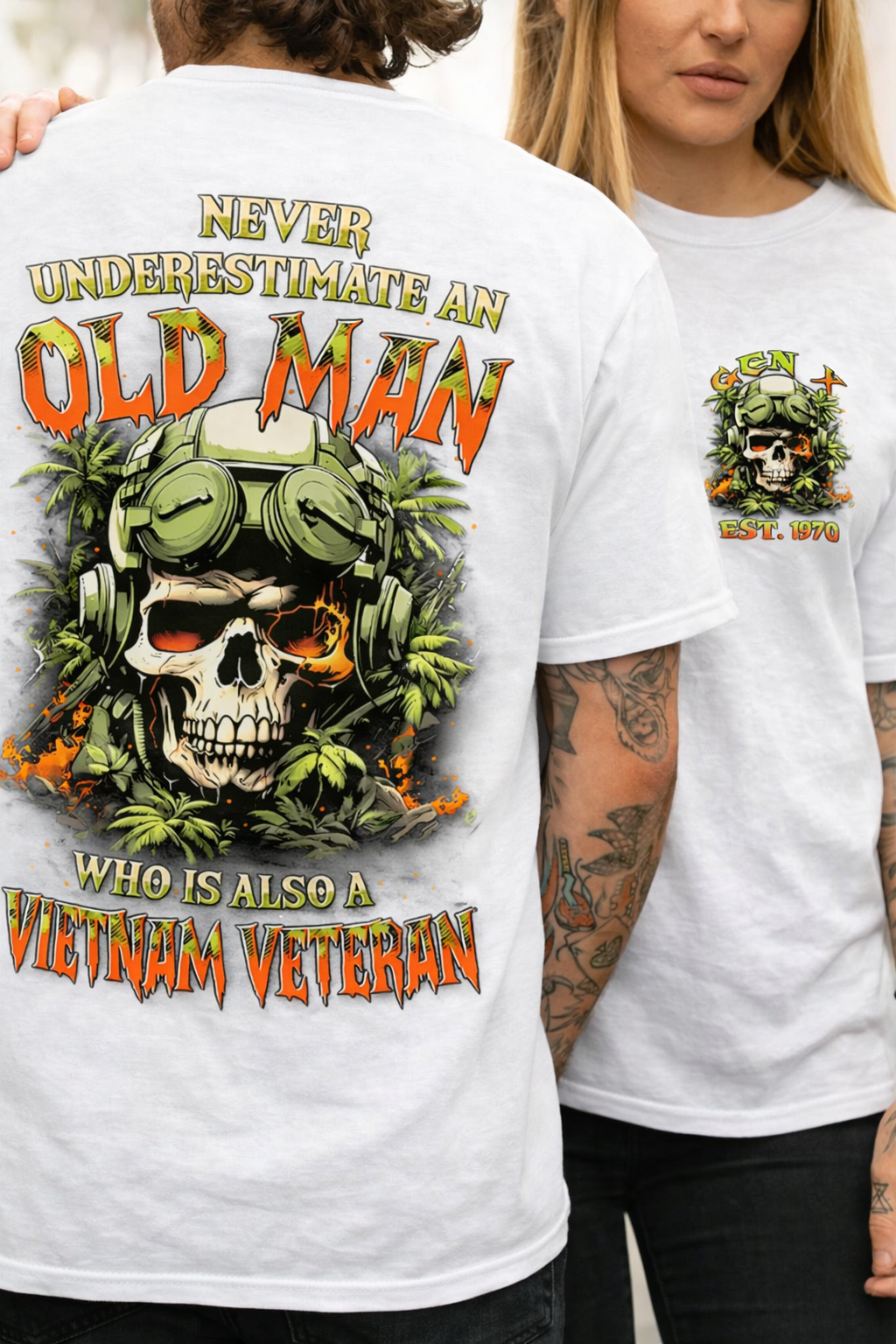 Never Underestimate An Old Man Who Is Also A Vietnam Veteran Custom Year T-shirt