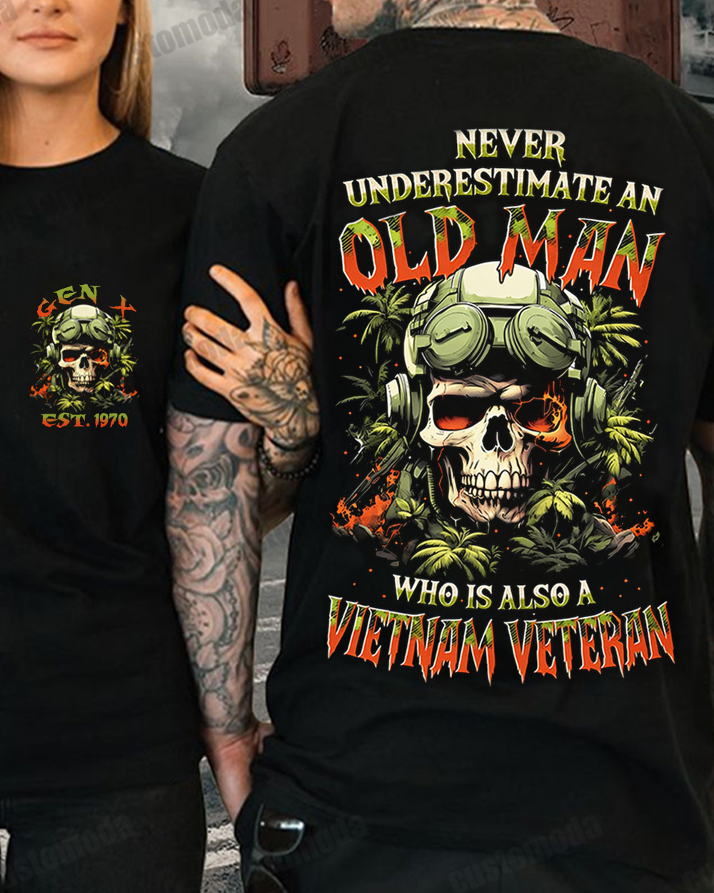 Never Underestimate An Old Man Who Is Also A Vietnam Veteran Custom Year T-shirt