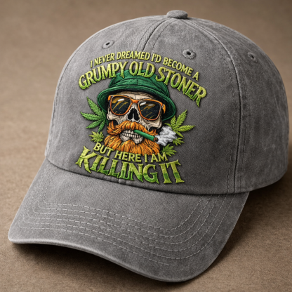 Grumpy Old Stoner Embroidered Baseball Cap
