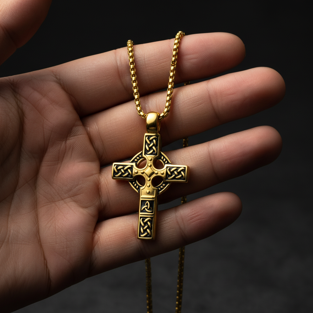 Celtic Knot Titanium Steel Cross Necklace