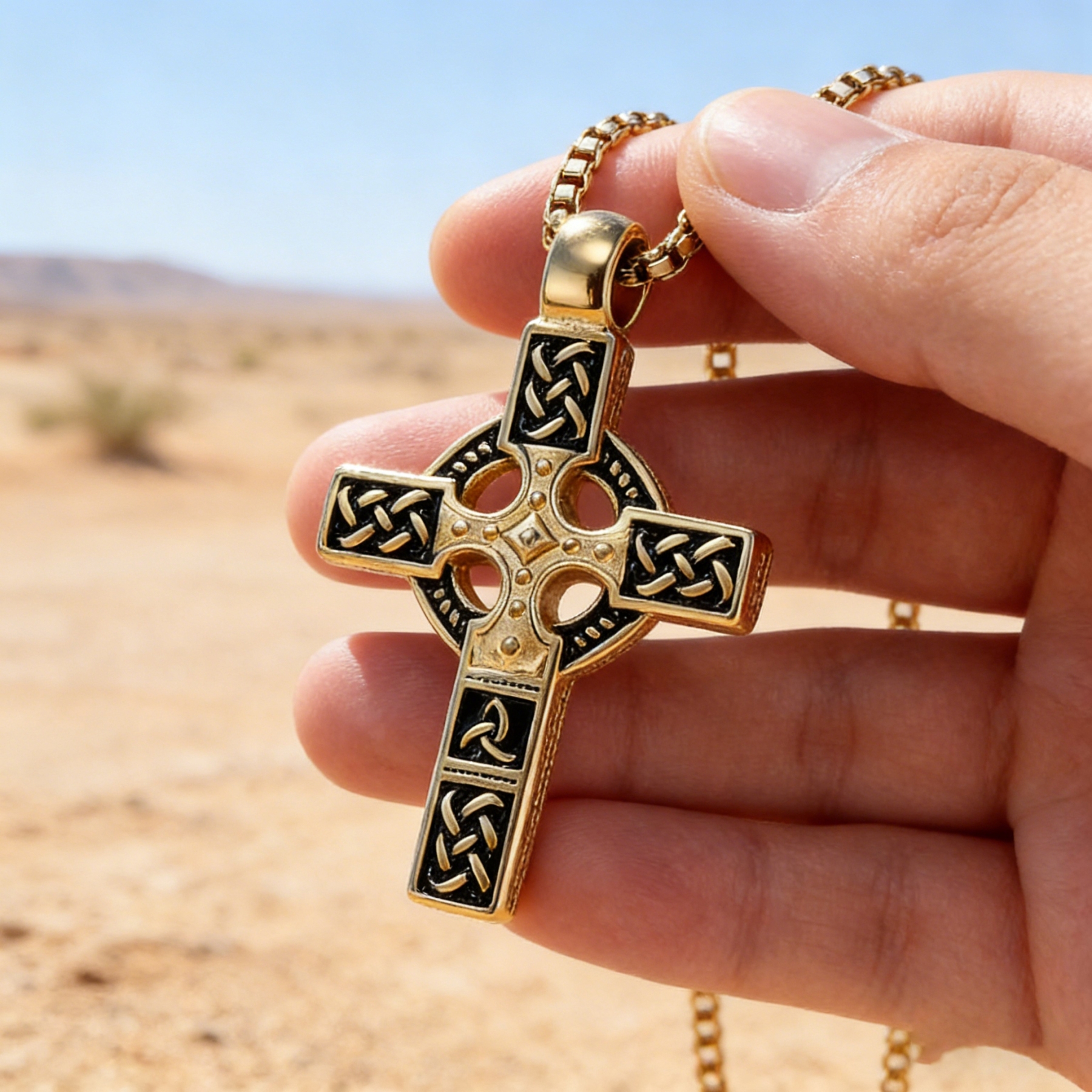 Celtic Knot Titanium Steel Cross Necklace