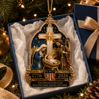 🙏 Nativity Scene Christmas Tree Ornament – You Know What Truly Built This Nation