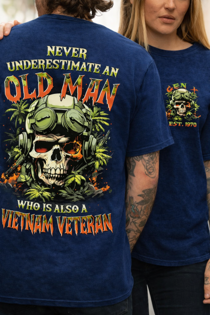 Never Underestimate An Old Man Who Is Also A Vietnam Veteran Custom Year T-shirt