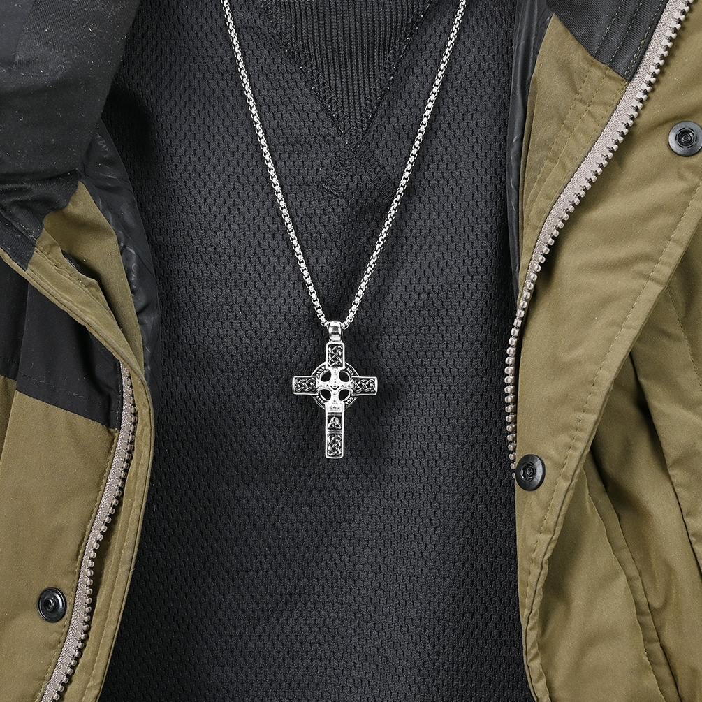 Celtic Knot Titanium Steel Cross Necklace