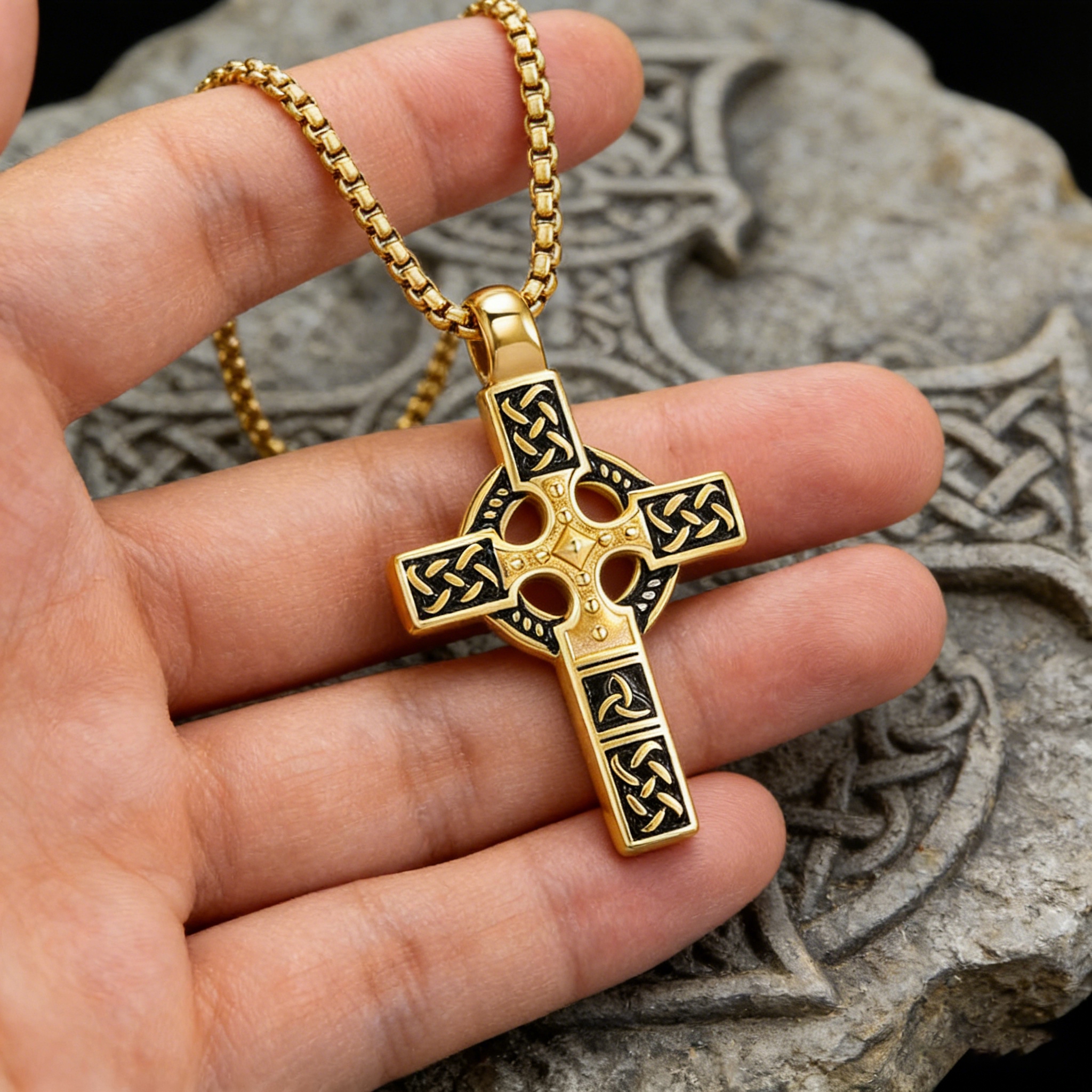 Celtic Knot Titanium Steel Cross Necklace