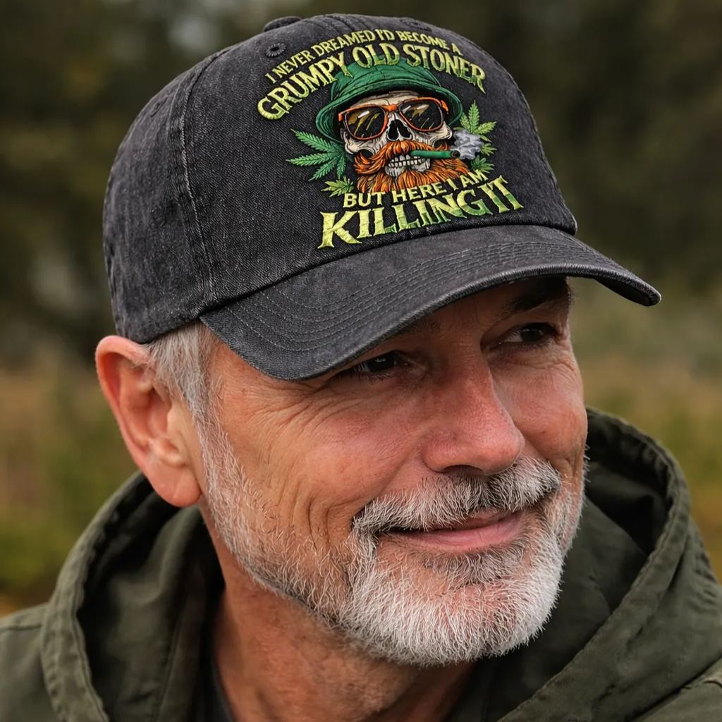 Grumpy Old Stoner Embroidered Baseball Cap