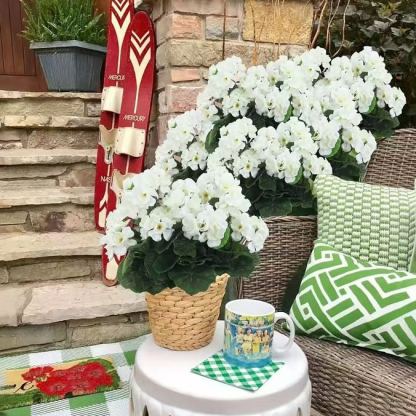 UV Resistant Artificial Geraniums – Outdoor Red Faux Flowers for Patio, Garden & Home Decor