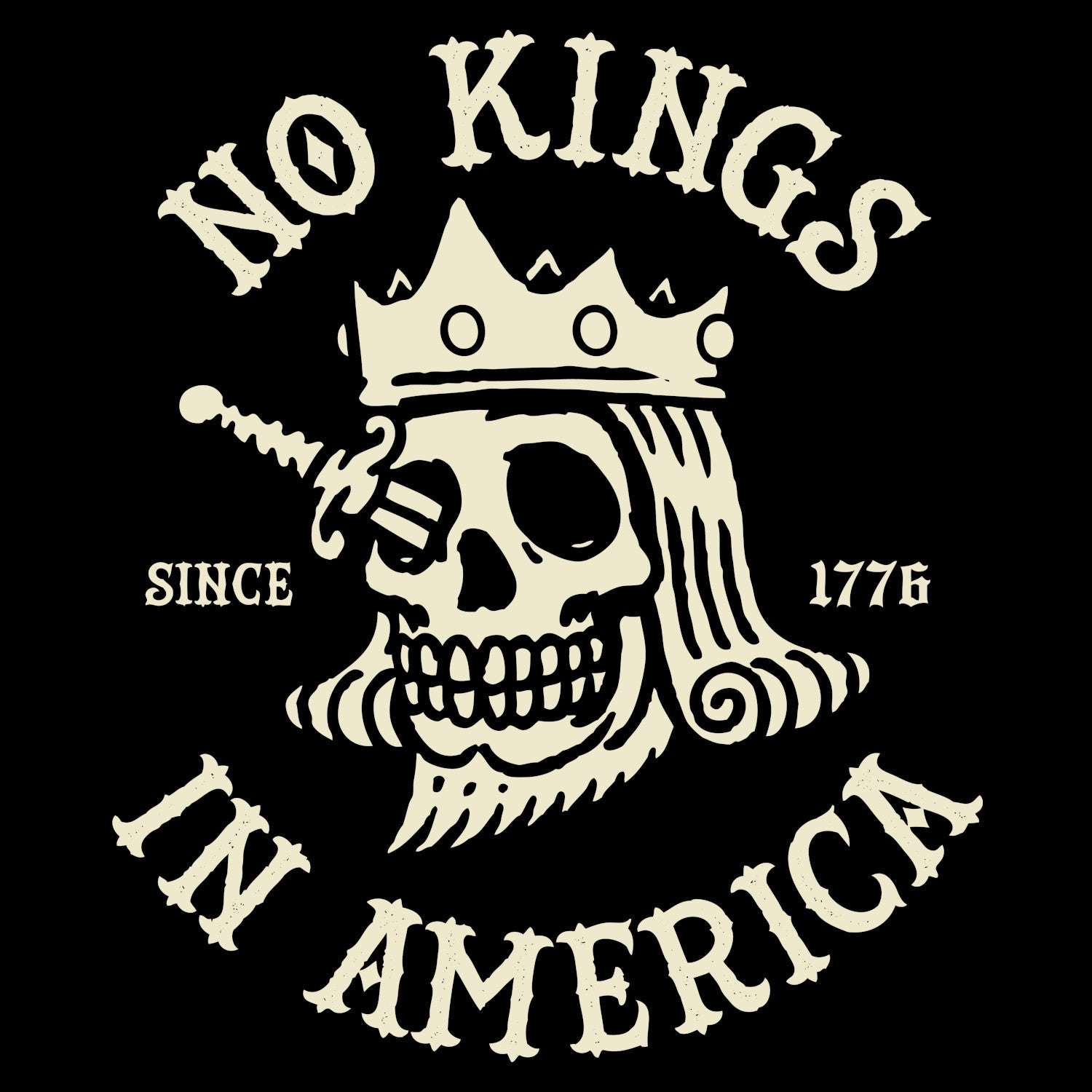 No Kings In America Skull Graphic T-Shirt – Bold Statement Tee Since 1776