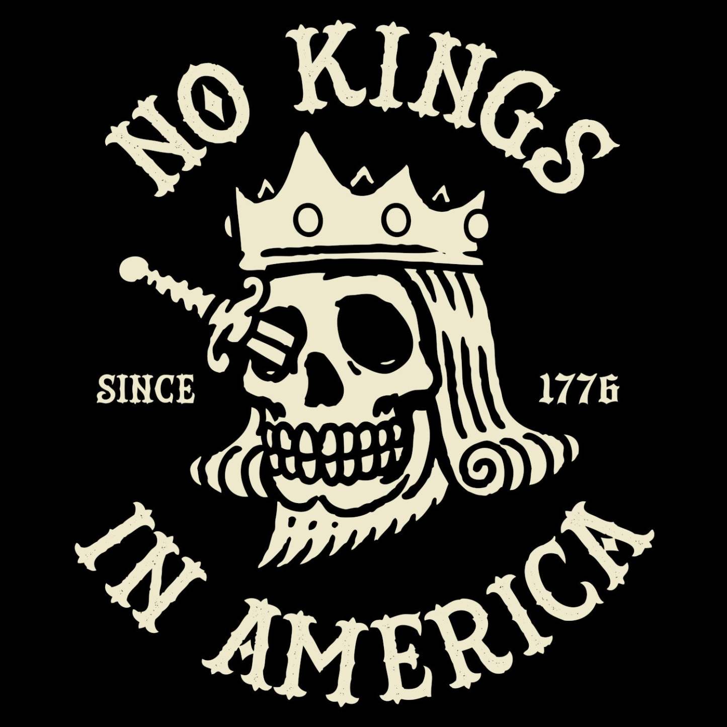 No Kings In America Skull Graphic T-Shirt – Bold Statement Tee Since 1776