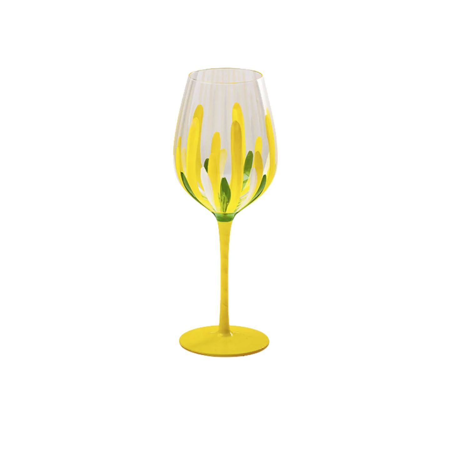 Hand-Painted Flowers Wine Glass Household Painted Goblet Crystal Champagne Drinkware