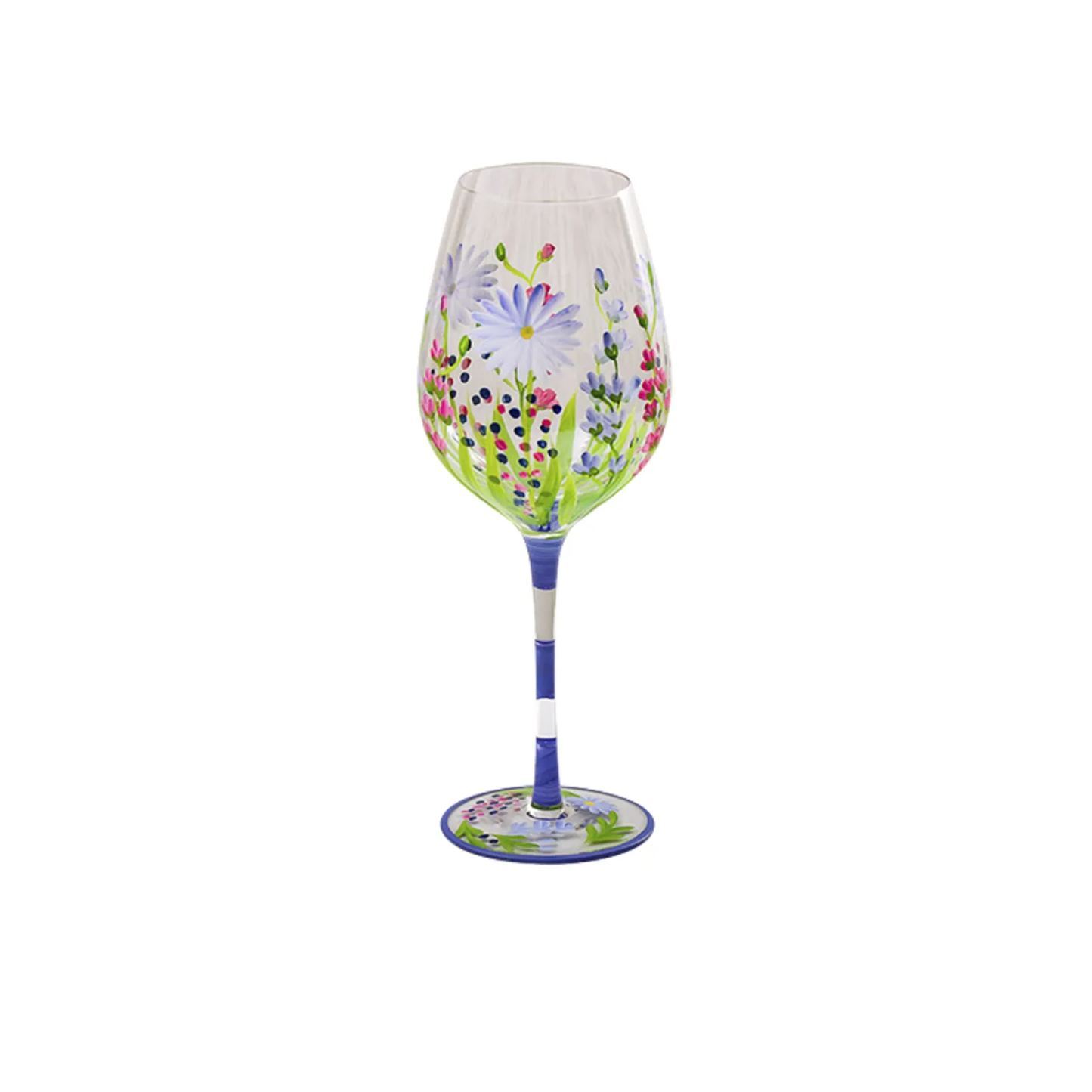 Hand-Painted Flowers Wine Glass Household Painted Goblet Crystal Champagne Drinkware