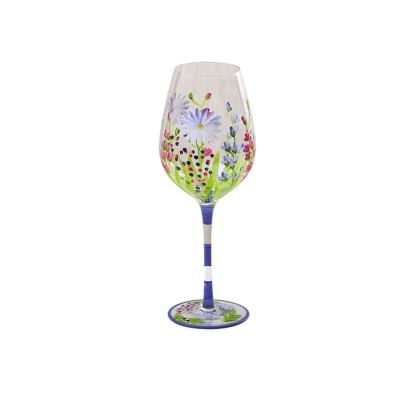 Hand-Painted Flowers Wine Glass Household Painted Goblet Crystal Champagne Drinkware