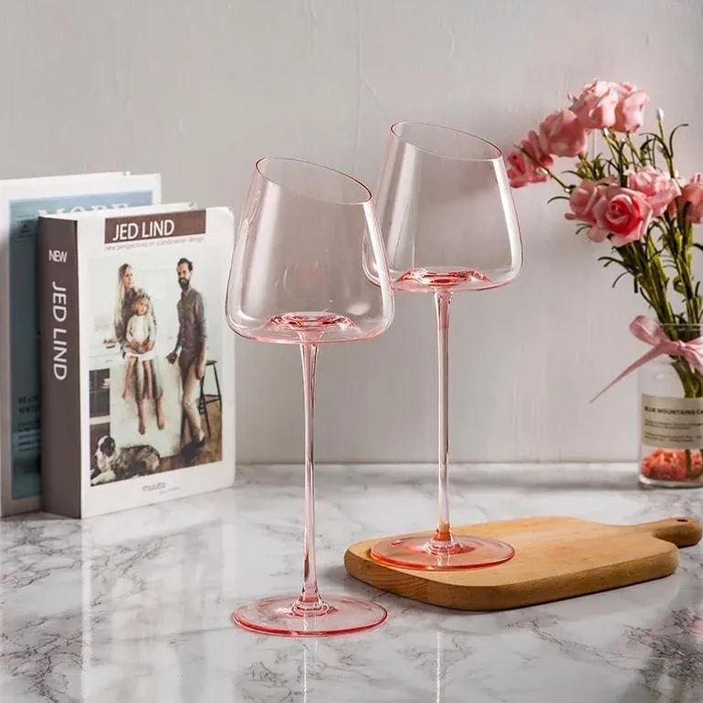 Pink Flamingo Slanted Lipstick Wine Glass Sweet Wine Glass High Value Luxury Home Goblet Wine Champagne Glass Cup Wedding Gift-Wildvoy