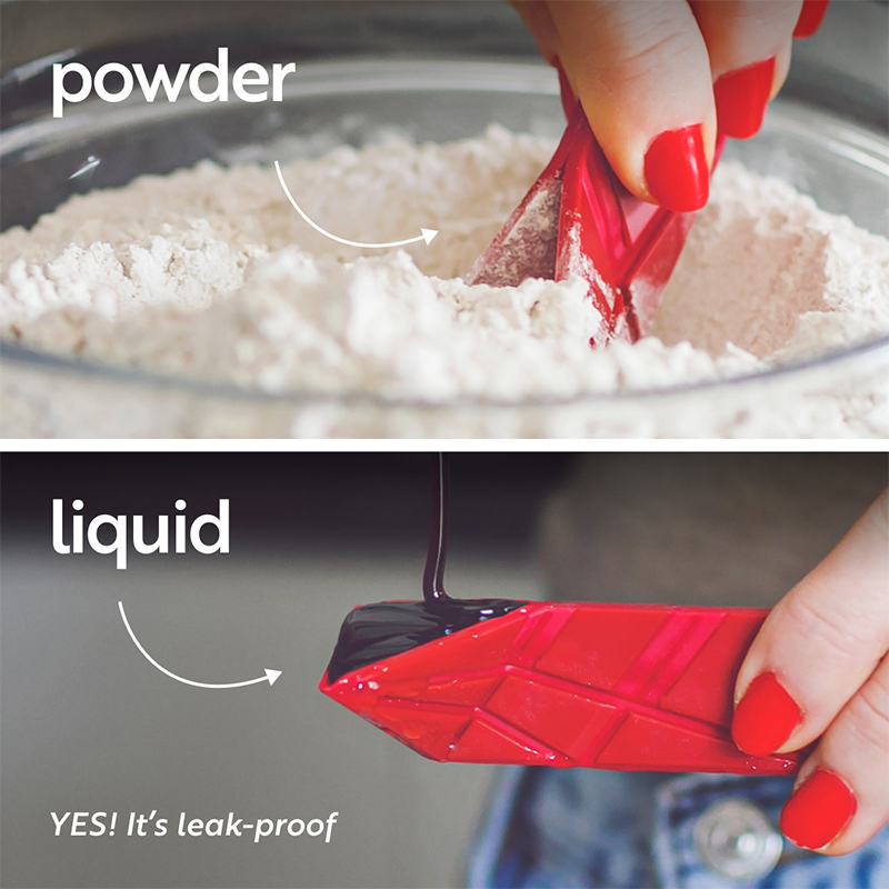 Flat 3-in-1 Folding Measuring Spoons 2 Spoons fold into 6 Sizes Magnetic DuraBend Tech lasts 100k+ folds LeakProof for Wet & Dry Baking Lover Gifts