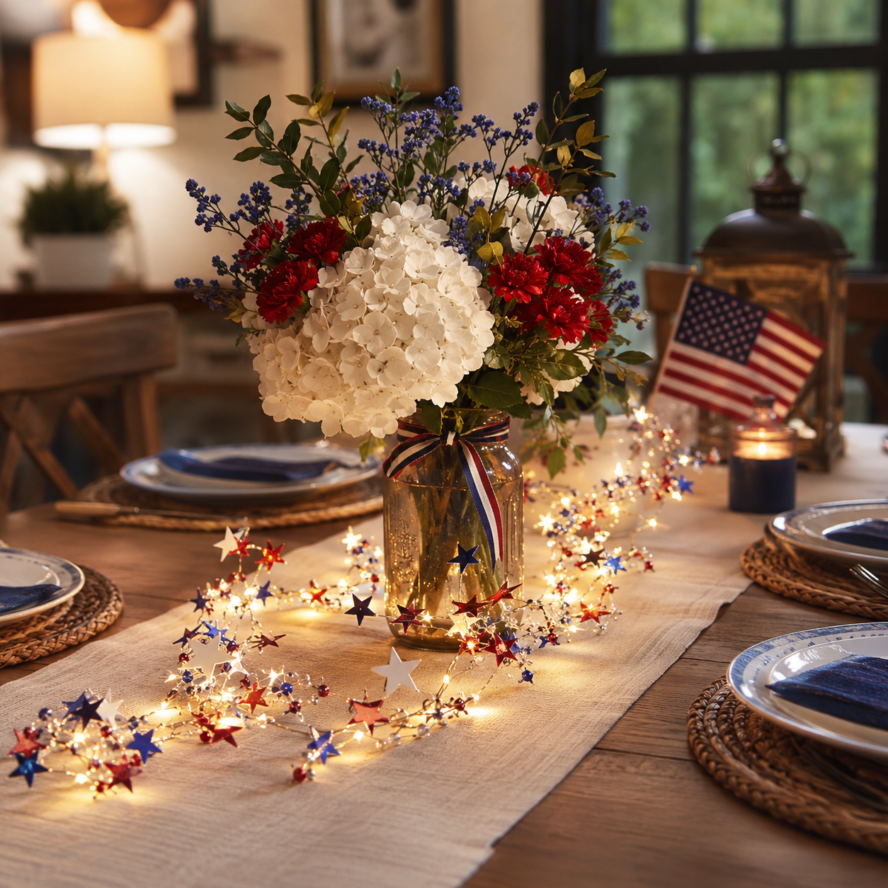 Fourth of July Garland Patriotic Lights