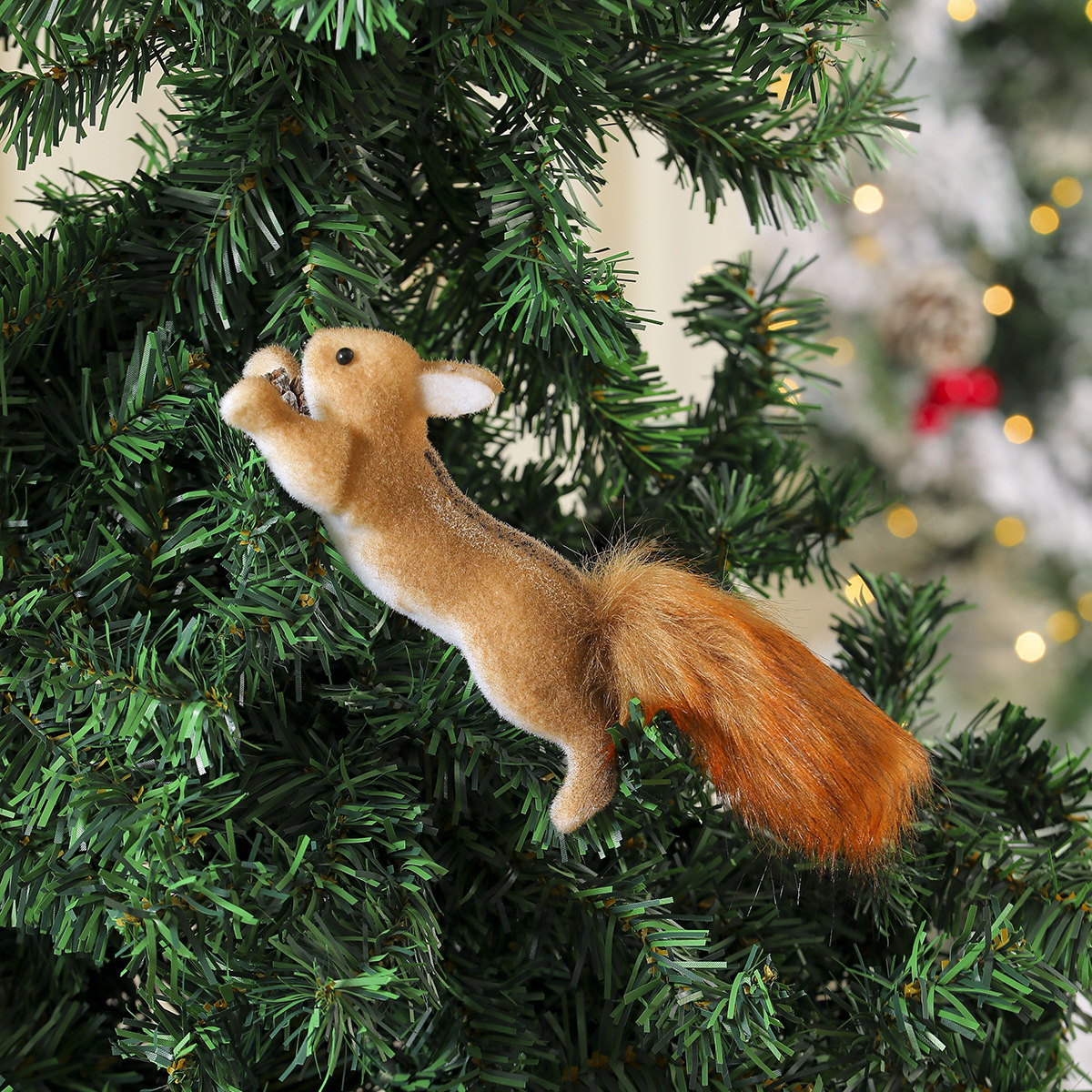 🎄Christmas Tree Decoration 2PCS 🎁Cute Realistic Squirrel Hanging Figurine Pinecone Ornament🐿️