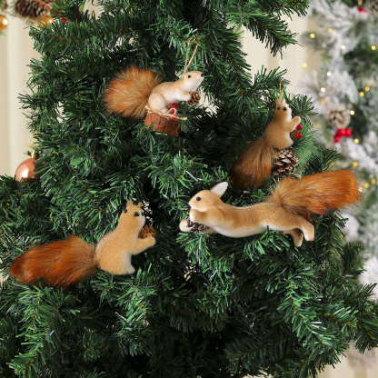 🎄Christmas Tree Decoration 2PCS 🎁Cute Realistic Squirrel Hanging Figurine Pinecone Ornament🐿️
