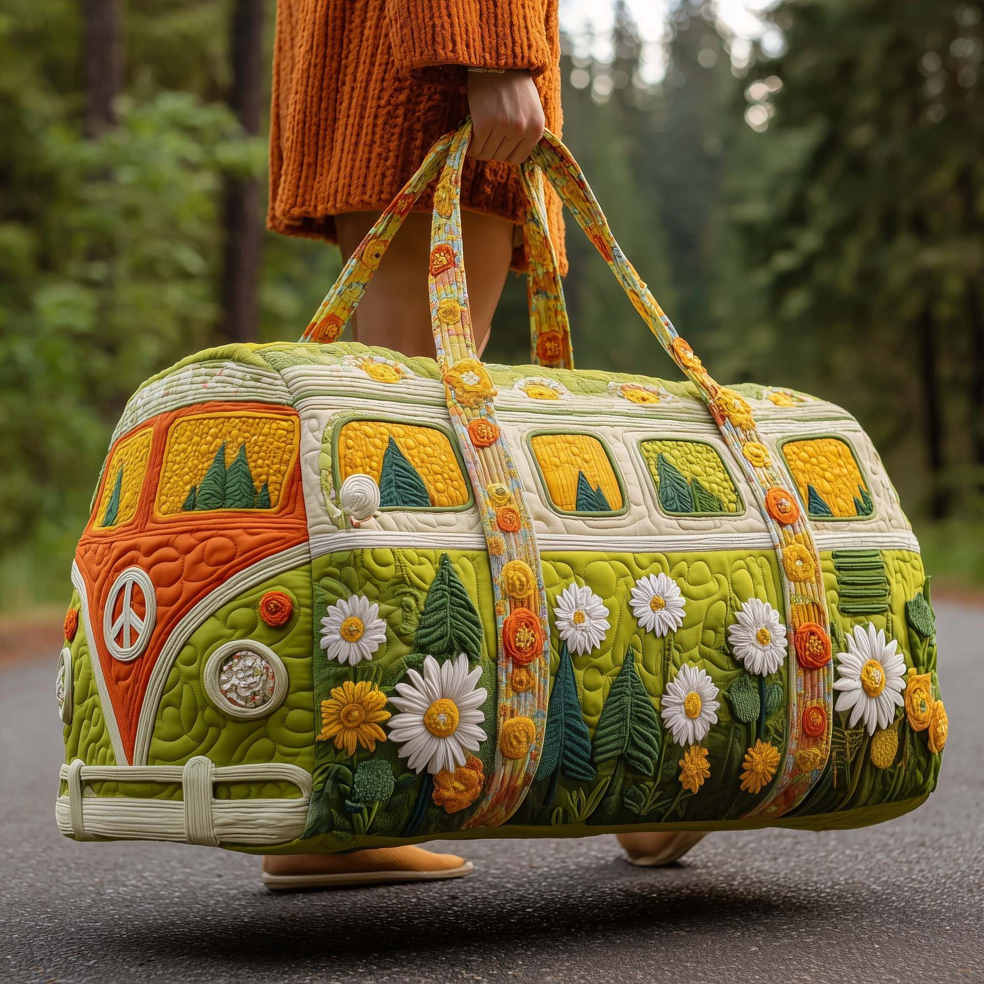 New Year Flash Sale - Hippie Van Quilted Duffle Bag