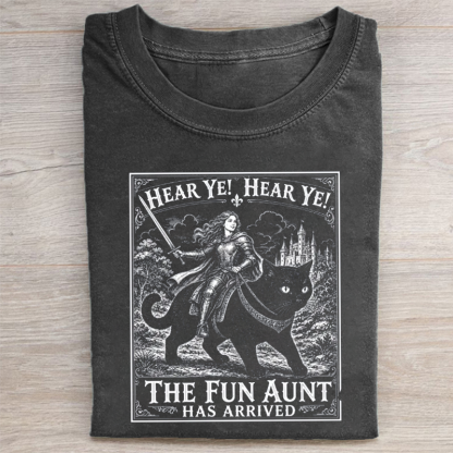 Fun Aunt Knight Riding Black Cat T-shirt