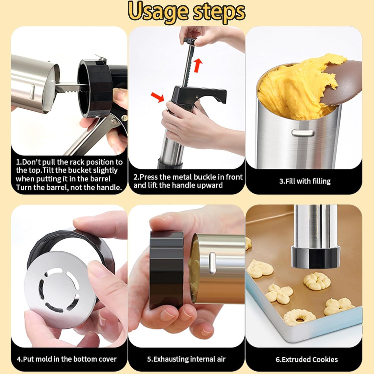 Stainless Steel Cookie Press Gun Kit: Easy Shaping & Durable Build