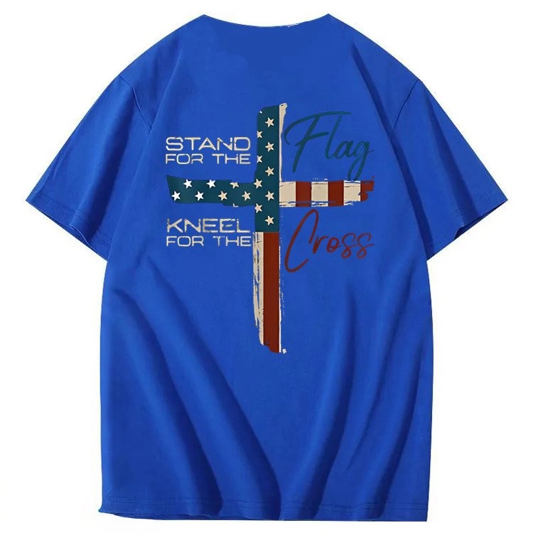Stand For The Flag Kneel For The Cross 4th Of July T-Shirt