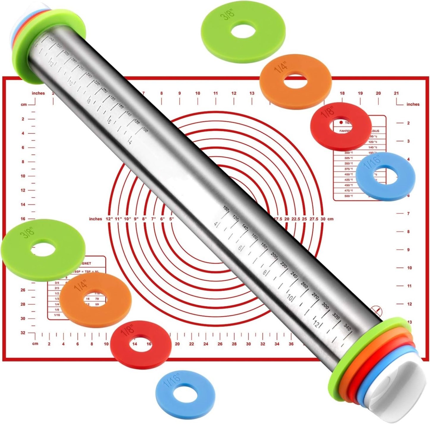 🎄Holiday Pre-Sale Save 49%🔥Adjustable Stainless Steel Rolling Pin with Thickness Rings