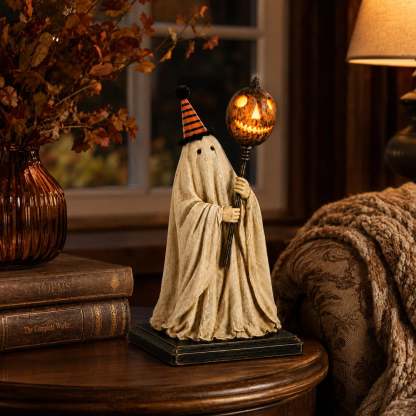 🏆Summerween Sale 49% OFF 👻🎃 Lighted Vintage Ghost Figurine with Glowing Pumpkin Staff