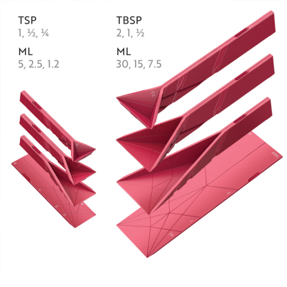 Flat 3-in-1 Folding Measuring Spoons 2 Spoons fold into 6 Sizes Magnetic DuraBend Tech lasts 100k+ folds LeakProof for Wet & Dry Baking Lover Gifts