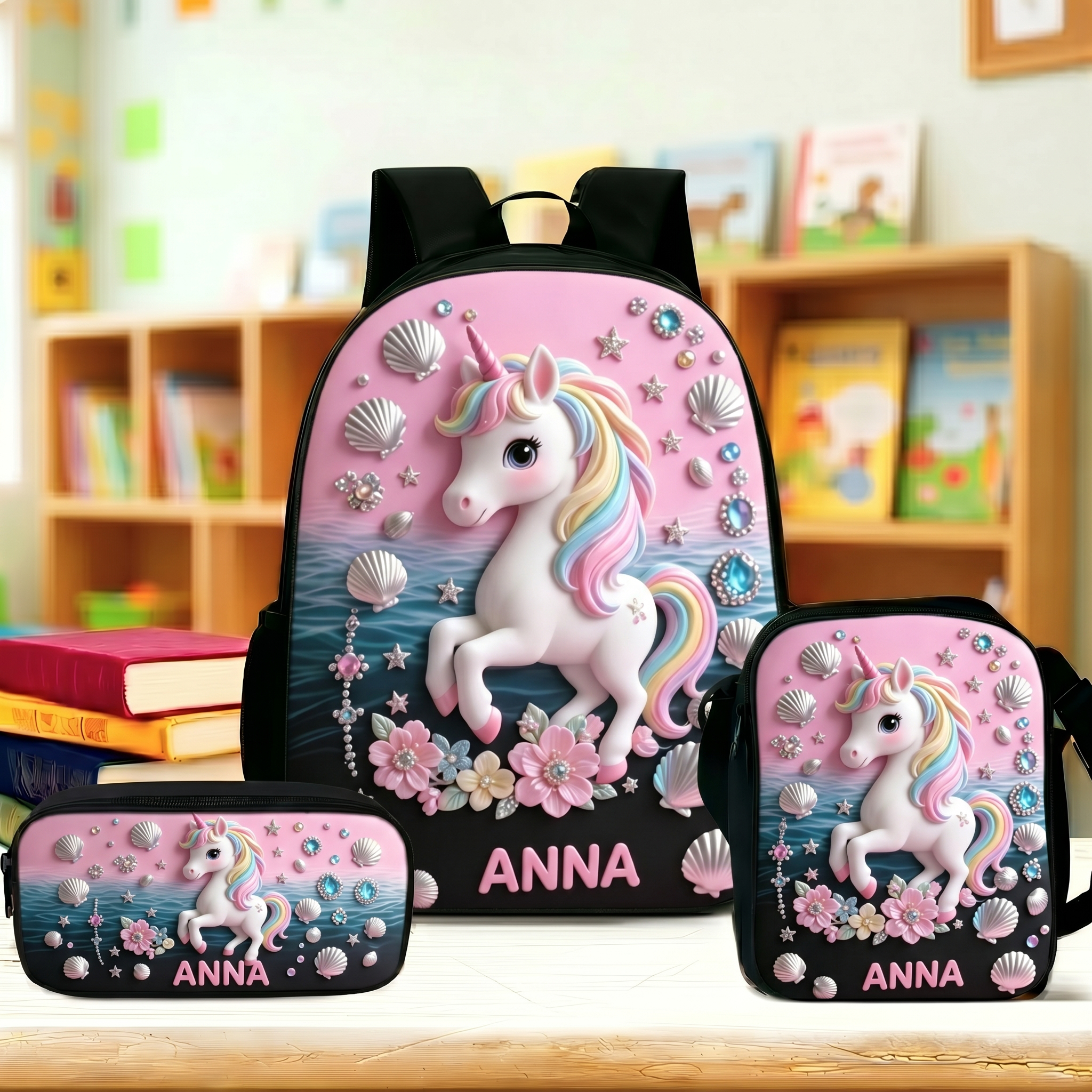 Personalized Princess Glitter Backpack Set
