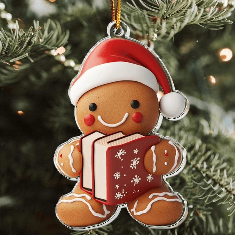 Gingerbread Personalized Acrylic Ornament - Christmas Gift For Book Lovers