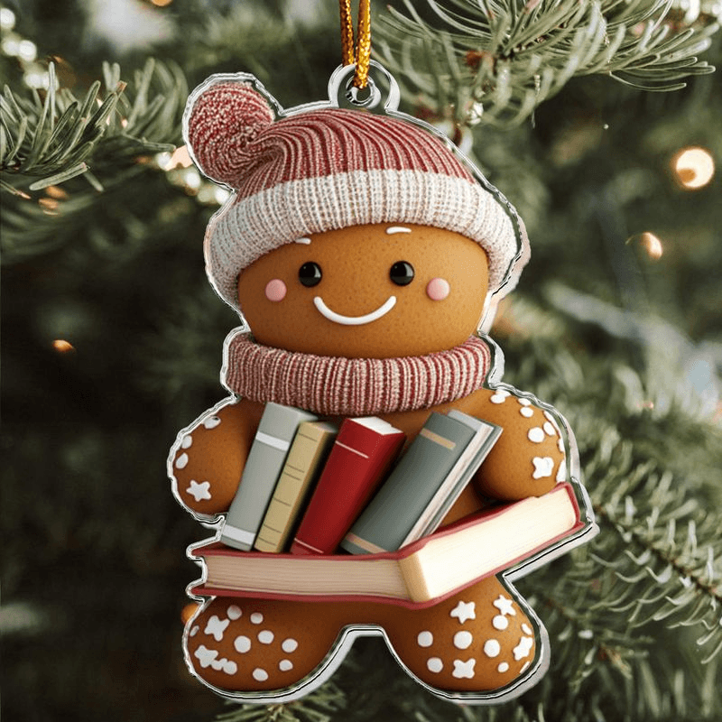 Gingerbread Personalized Acrylic Ornament - Christmas Gift For Book Lovers